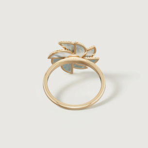 Farfasha Bliss 18k Yellow Gold Diamond & White Mother of Pearl Ring