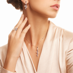 Harmony by Symphony Earrings 18K White Gold  with Akoya Pearls and Blue Sapphires