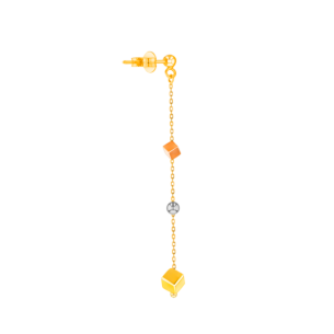 Cubes Drop Earrings 18K Yellow, White & Rose Gold 