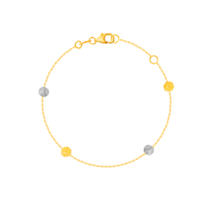 Cubes Single Chain Small Bracelet 18K Yellow & White Gold 