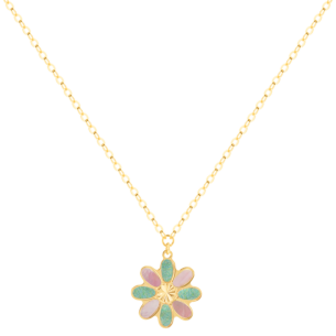 Damas Children's Flower Coloured Mother Of Pearl Necklace In 18K Yellow Gold 