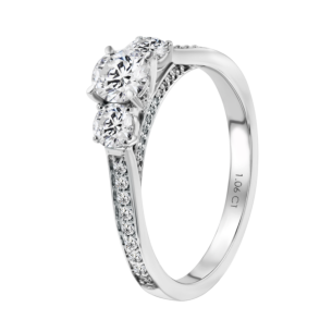 Damas Engagement Three Diamond Ring 0.50 Carat 