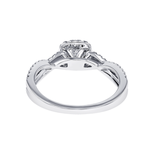 Damas Engagement 0.5 Carat Princess Cut Diamond Engagement Ring With Double Overlapping Diamond Studded Band 