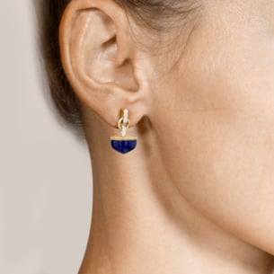 Dome Majesty Lapis Lazuli Drop Diamond Earrings  