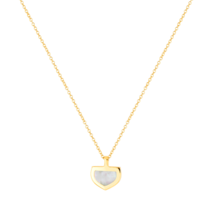 Dome Art Deco Yellow Gold Necklace with Mother of Pearl and Diamond