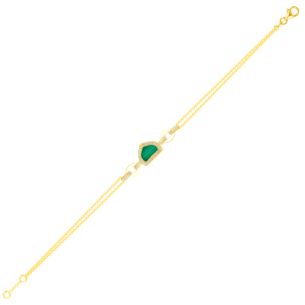 Dome Art Deco Yellow Gold Bracelet with Malachite and Diamond