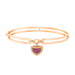 Dome Mosaic 18k Rose Gold Pink Sapphire and Diamond Bangle