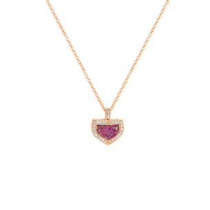 Dome Mosaic 18k Rose Gold Pink Sapphire and Diamond Necklace