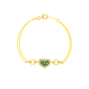 Dome Mosaic 18k Yellow Gold Peridot, Tsavorite, Emerald and Diamond Bracelet