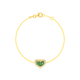 Dome Mosaic 18k Yellow Gold Peridot, Tsavorite, Emerald and Diamond Bracelet