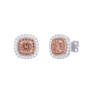 Gaia 1 Carat Lab Grown Fancy Intense Pink Cushion Cut Diamond Earrings