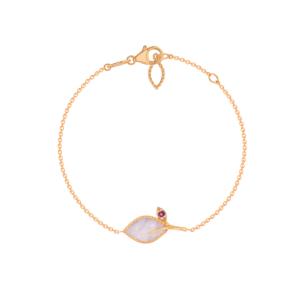 Farfasha Foglia 18K Rose Gold with Pink mother of Pearl and  PinkTourmaline Stone