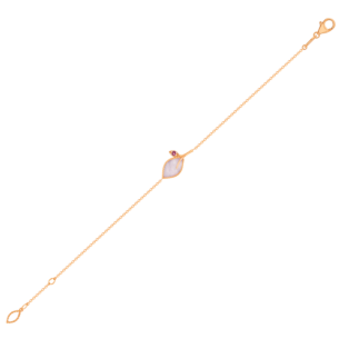 Farfasha Foglia 18K Rose Gold with Pink mother of Pearl and  PinkTourmaline Stone