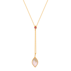 Farfasha Foglia 18K Rose Gold with Pink mother of Pearl and Pink Tourmaline Stone