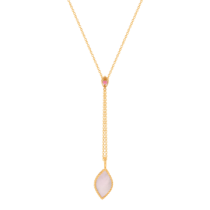 Farfasha Foglia 18K Rose Gold with Pink mother of Pearl and Pink Tourmaline Stone