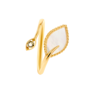 Farfasha Foglia 18K Yellow Gold with White Mother of Pearl and Lemon Quarts Stone