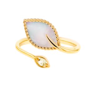 Farfasha Foglia 18K Yellow Gold with White Mother of Pearl and Lemon Quarts Stone