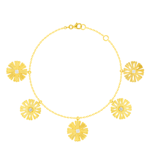 Farfasha Sunkiss Arfaj Daisy Multi Motif Anklet in 18K Yellow Gold 