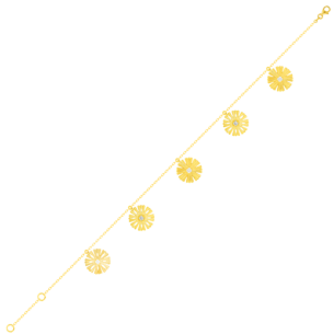 Farfasha Sunkiss Arfaj Daisy Multi Motif Anklet in 18K Yellow Gold 