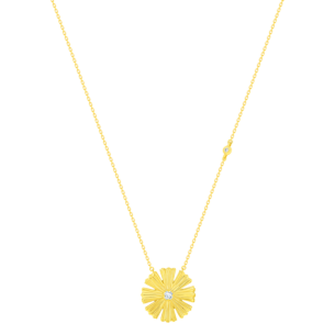 Farfash SunKiss Arfaj Daisy Necklace With Diamond And Mother Of Pearl In 18K Yellow Gold