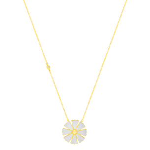 Farfash SunKiss Arfaj Daisy Necklace With Diamond And Mother Of Pearl In 18K Yellow Gold