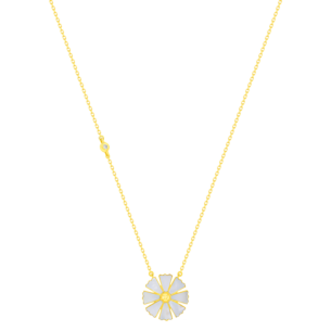 Farfash SunKiss Afraj Diasy Necklace with Diamond and Mother Of Pearl in 18K Yellow Gold 