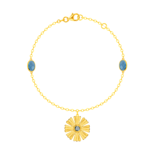 Farfasha Sunkiss Garden 18k Yellow Gold Anklet with London Blue Topaz and Blue Topaz