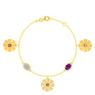 Farfasha Sunkiss Garden 18k Yellow Gold Anklet with Amethyst and Blue Topaz