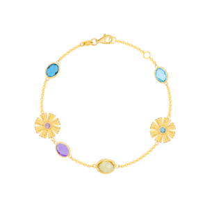 Farfasha Sunkiss Garden 18k Yellow Gold Bracelet with Amethyst, Blue Topaz and Lemon Quartz