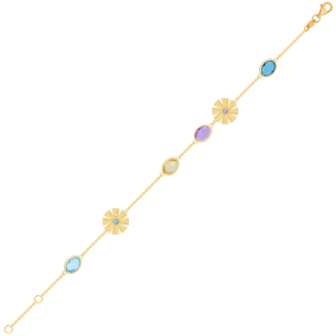 Farfasha Sunkiss Garden 18k Yellow Gold Bracelet with Amethyst, Blue Topaz and Lemon Quartz