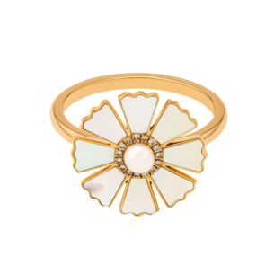 Farfasha Sunkiss Yellow Gold Ring with Pearl, Mother of Pearl and Diamond