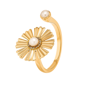 Farfasha Sunkiss Yellow Gold Ring with Pearl and Diamond