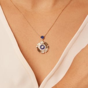 Farfasha Sunkiss Yellow Gold Necklace with Lapis Lazuli and Diamond