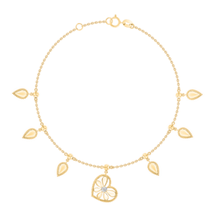 Farfasha Frou Frou Diamond Leaves and Heart Bracelet
