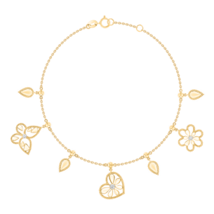 Farfasha Frou Frou Diamond  Butterfly, Flower and Heart Anklet