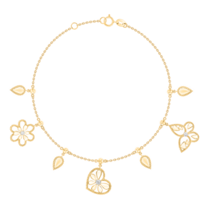 Farfasha Frou Frou Diamond Butterfly Flower and Heart Bracelet