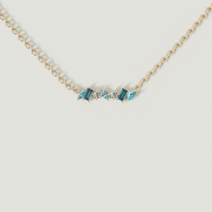 قلادة فايروركس سباركلز من الذهب الأصفر عيار 18 قيراط مرصعة بالألماس والتوباز الأزرق وتوباز لندن