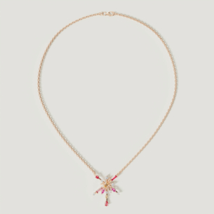 قلادة فايروركس سباركس من الذهب الوردي عيار 18 قيراط على شكل زهرة مرصعة بالألماس وأحجار كريمة ملونة 