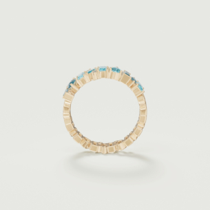 Fireworks Sparkles 18k Yellow Gold Diamond, Blue Topaz & London Topaz Ring