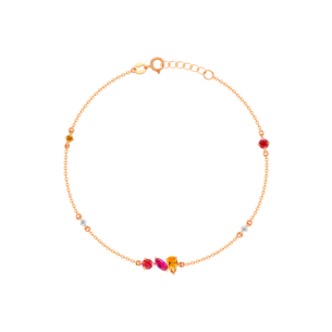 Fireworks Sparks Coloured Gemstones & Diamond Anklet 18K Rose Gold 