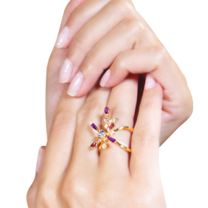 Fireworks Aerial Semi Precious Ring in 18K Rose Gold