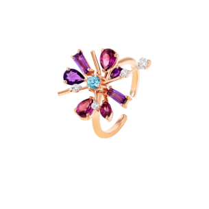 Fireworks Flare Semi Precious  Nail Ring in 18K Rose Gold