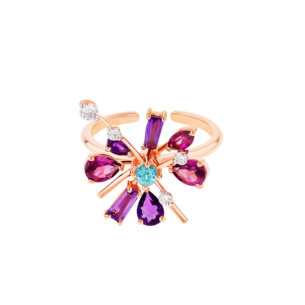 Fireworks Flare Semi Precious  Nail Ring in 18K Rose Gold