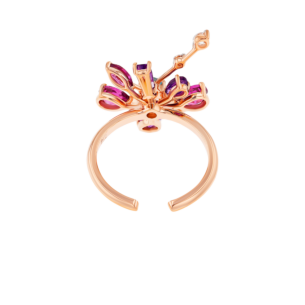 Fireworks Flare Semi Precious  Nail Ring in 18K Rose Gold