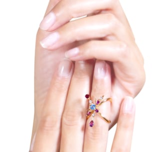 Fireworks Aerial Semi Precious  Nail Ring in 18K Rose Gold