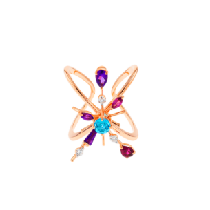 Fireworks Aerial Semi Precious  Nail Ring in 18K Rose Gold