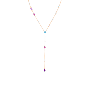 Fireworks Aerial Semi Precious Y Necklace in 18K Rose Gold