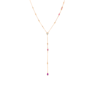 Fireworks Aerial Semi Precious Y Necklace in 18K Rose Gold