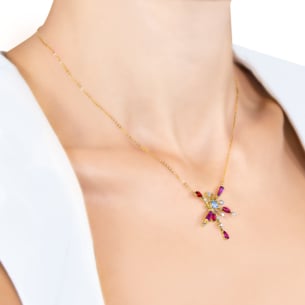 Fireworks Flare Semi Precious  Necklace in 18K Rose Gold