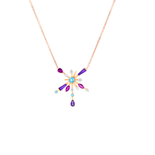 Fireworks Flare Semi Precious  Necklace in 18K Rose Gold